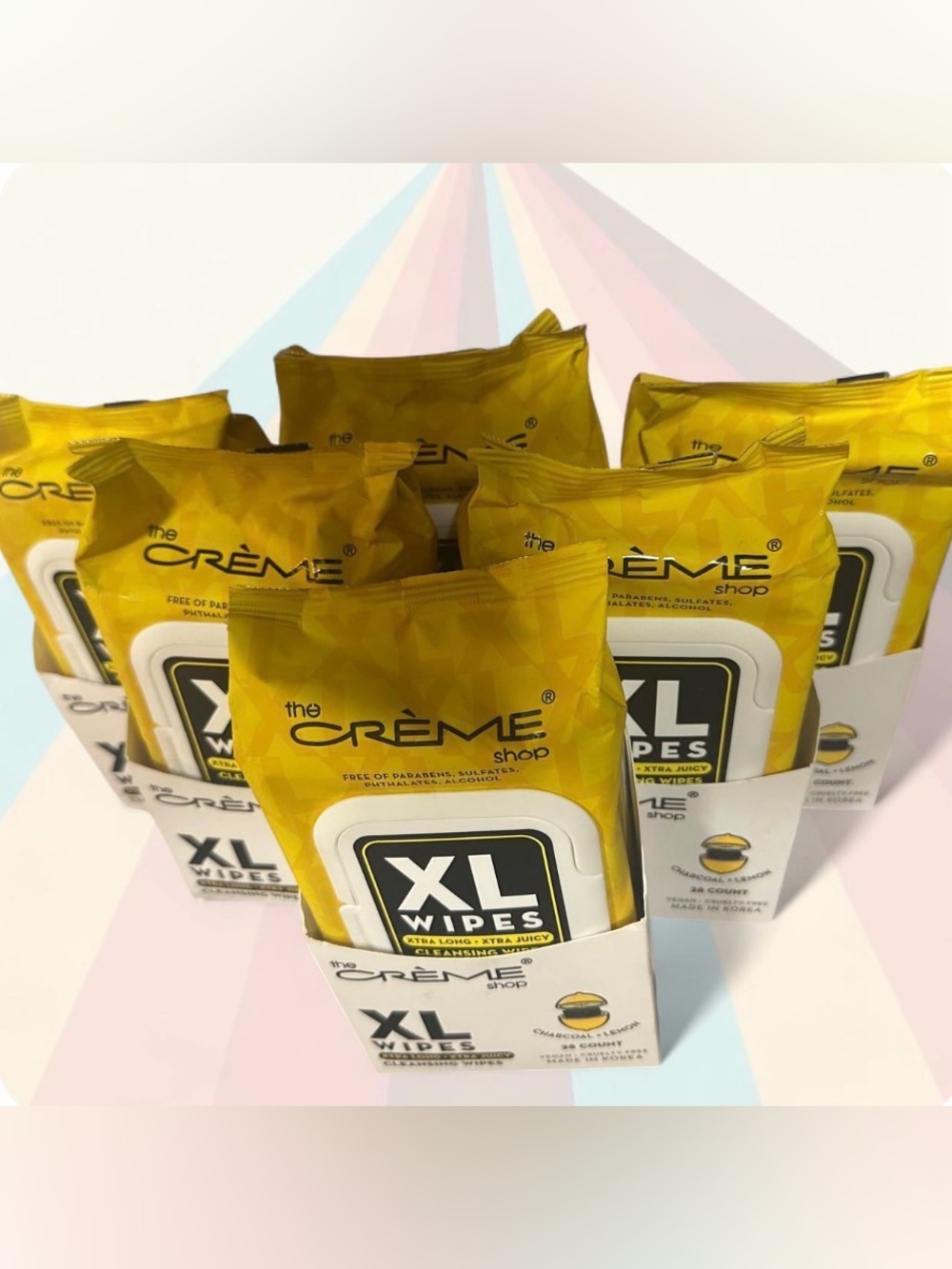 HTF The Creme Shop XL Wipes Charcoal Lemon 28-Ct (Pack of 6) - Picture 2 of 5